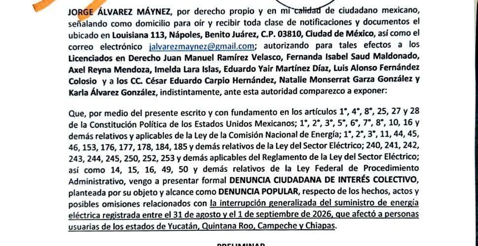 DENUNCIA POPULAR POR APAGÓN