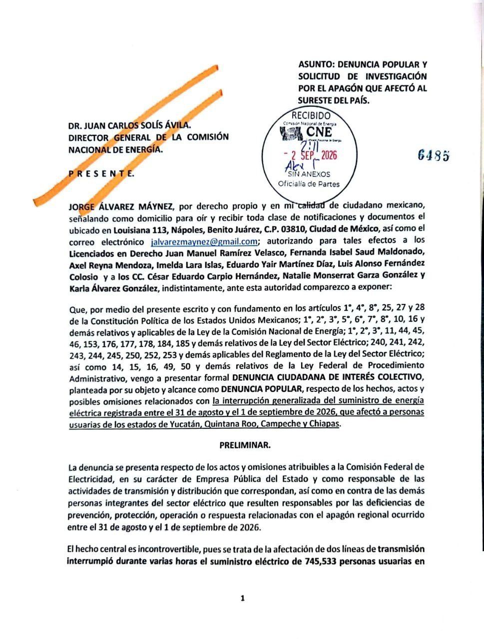 DENUNCIA POPULAR POR APAGÓN